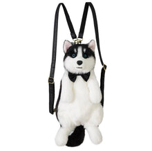 将图片加载到图库查看器，Cute simulation husky backpack plush toy double shoulder bag