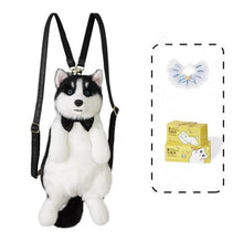 将图片加载到图库查看器，Cute simulation husky backpack plush toy double shoulder bag