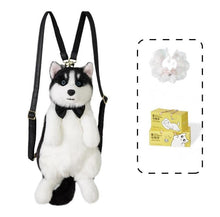 将图片加载到图库查看器，Cute simulation husky backpack plush toy double shoulder bag