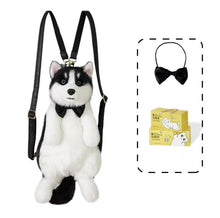 将图片加载到图库查看器，Cute simulation husky backpack plush toy double shoulder bag