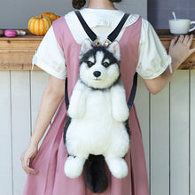 将图片加载到图库查看器，Cute simulation husky backpack plush toy double shoulder bag