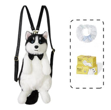 将图片加载到图库查看器，Cute simulation husky backpack plush toy double shoulder bag