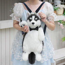 将图片加载到图库查看器，Cute simulation husky backpack plush toy double shoulder bag