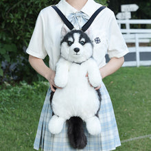 将图片加载到图库查看器，Cute simulation husky backpack plush toy double shoulder bag