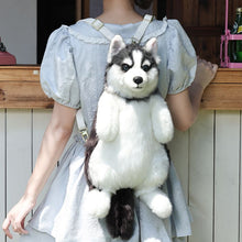 将图片加载到图库查看器，Cute simulation husky backpack plush toy double shoulder bag