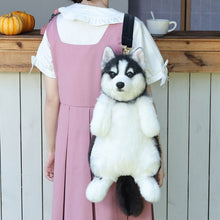 将图片加载到图库查看器，Cute simulation husky backpack plush toy double shoulder bag