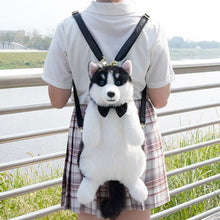 将图片加载到图库查看器，Cute simulation husky backpack plush toy double shoulder bag